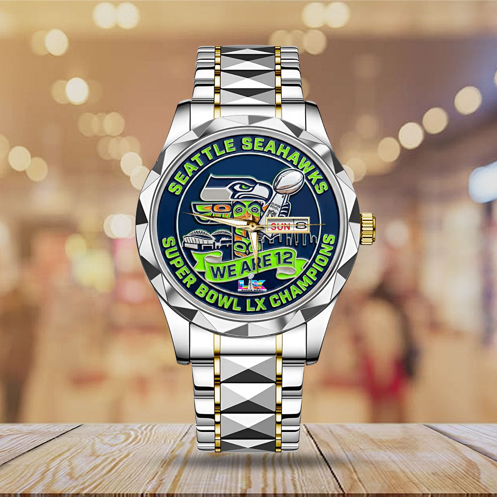 Seattle Seahawks Super Bowl LX Champions Alloy Luxury Quartz Watch – MAITM14820
