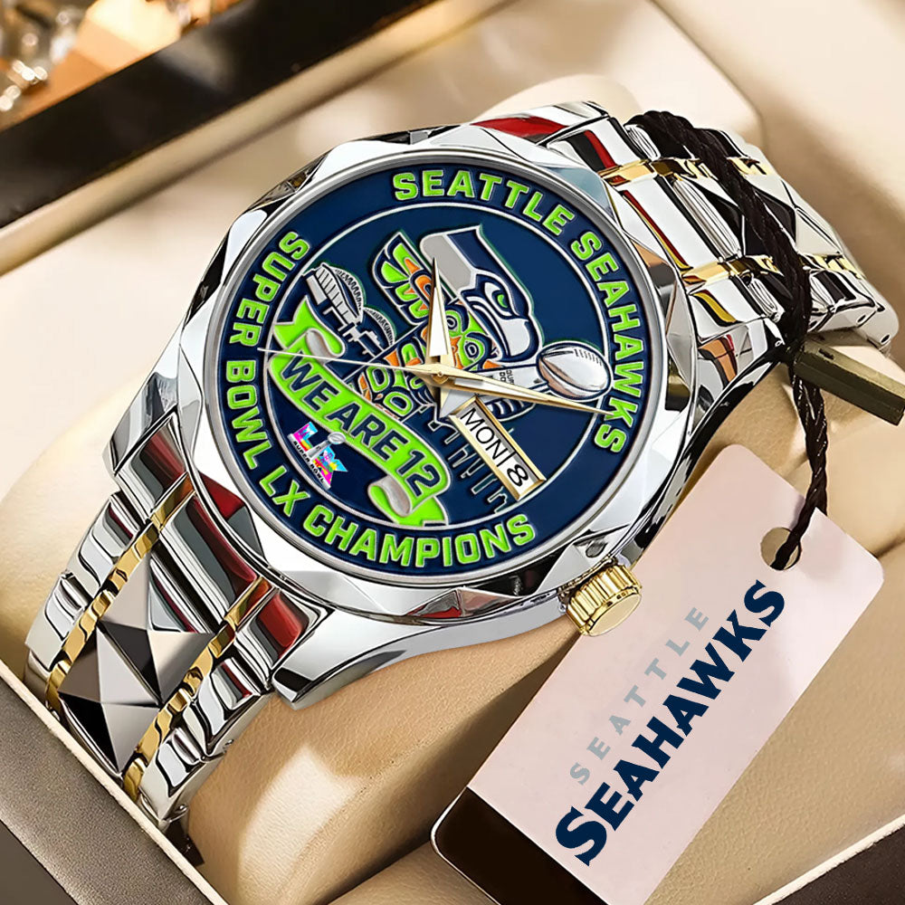 Seattle Seahawks Super Bowl LX Champions Alloy Luxury Quartz Watch – MAITM14820