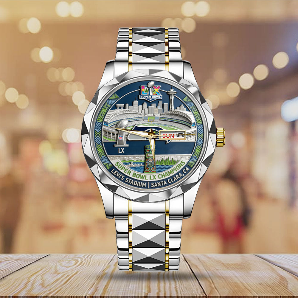 Seattle Seahawks Super Bowl LX Champions Alloy Luxury Quartz Watch – MAITM14837