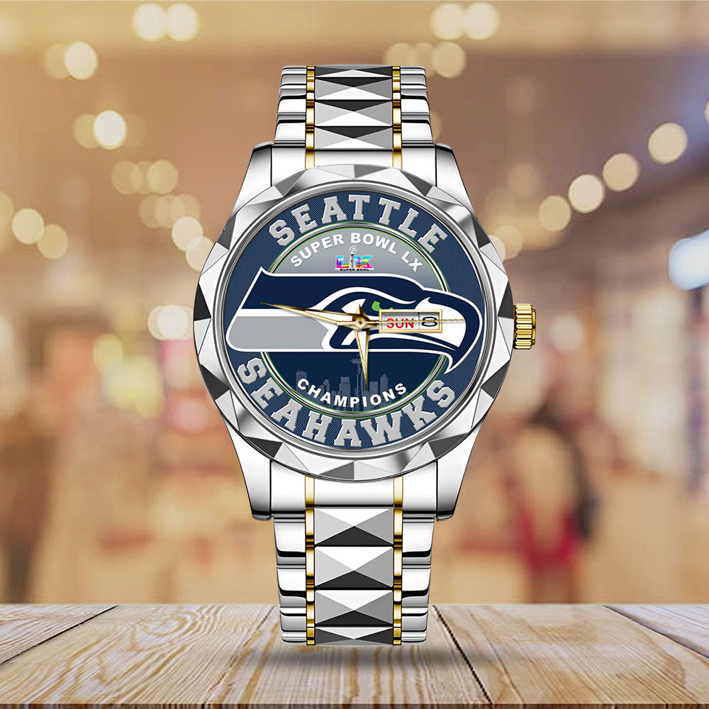 Seattle Seahawks Super Bowl LX Champions Alloy Luxury Quartz Watch – MAITM14876