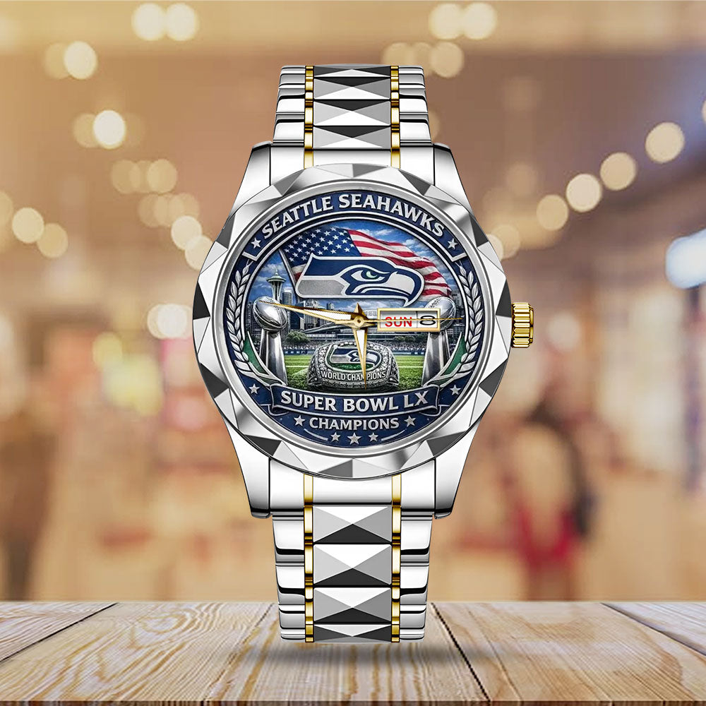 Seattle Seahawks Super Bowl LX Champions Alloy Luxury Quartz Watch – MAITM14877