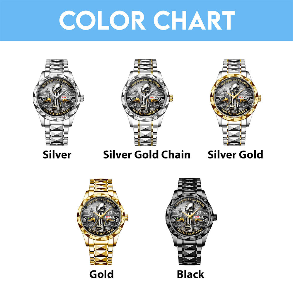 Seattle Seahawks Super Bowl LX Champions Alloy Luxury Quartz Watch – MAITM14902