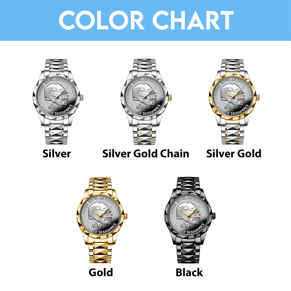 Seattle Seahawks Super Bowl LX Champions Alloy Luxury Quartz Watch – MAITM14865