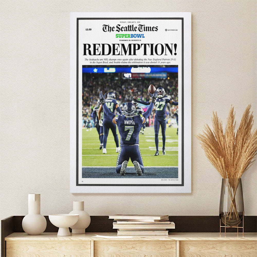 Seattle Seahawks Super Bowl LX Champions Rectangle Canvas With Inner Frame – MAITM14868