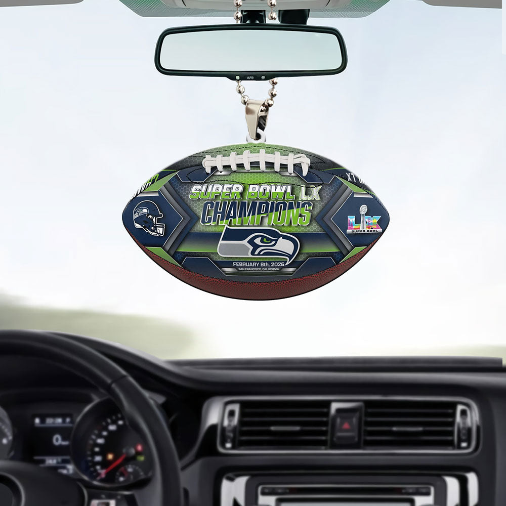 Seattle Seahawks Super Bowl LX Champions Custom shape 2-sided Acrylic Car Ornament – MAITM14809