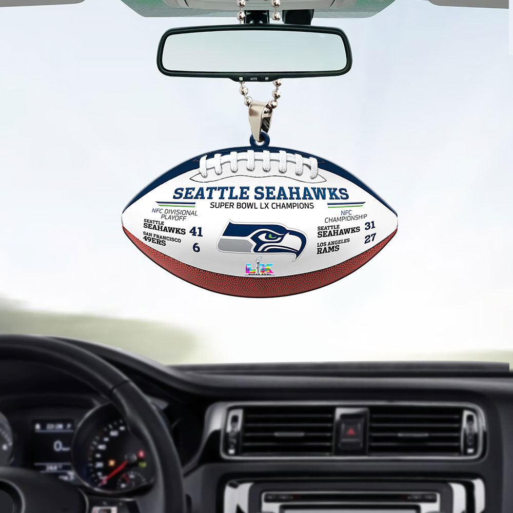 Seattle Seahawks Super Bowl LX Champions Custom shape 2-sided Acrylic Car Ornament – MAITM14872