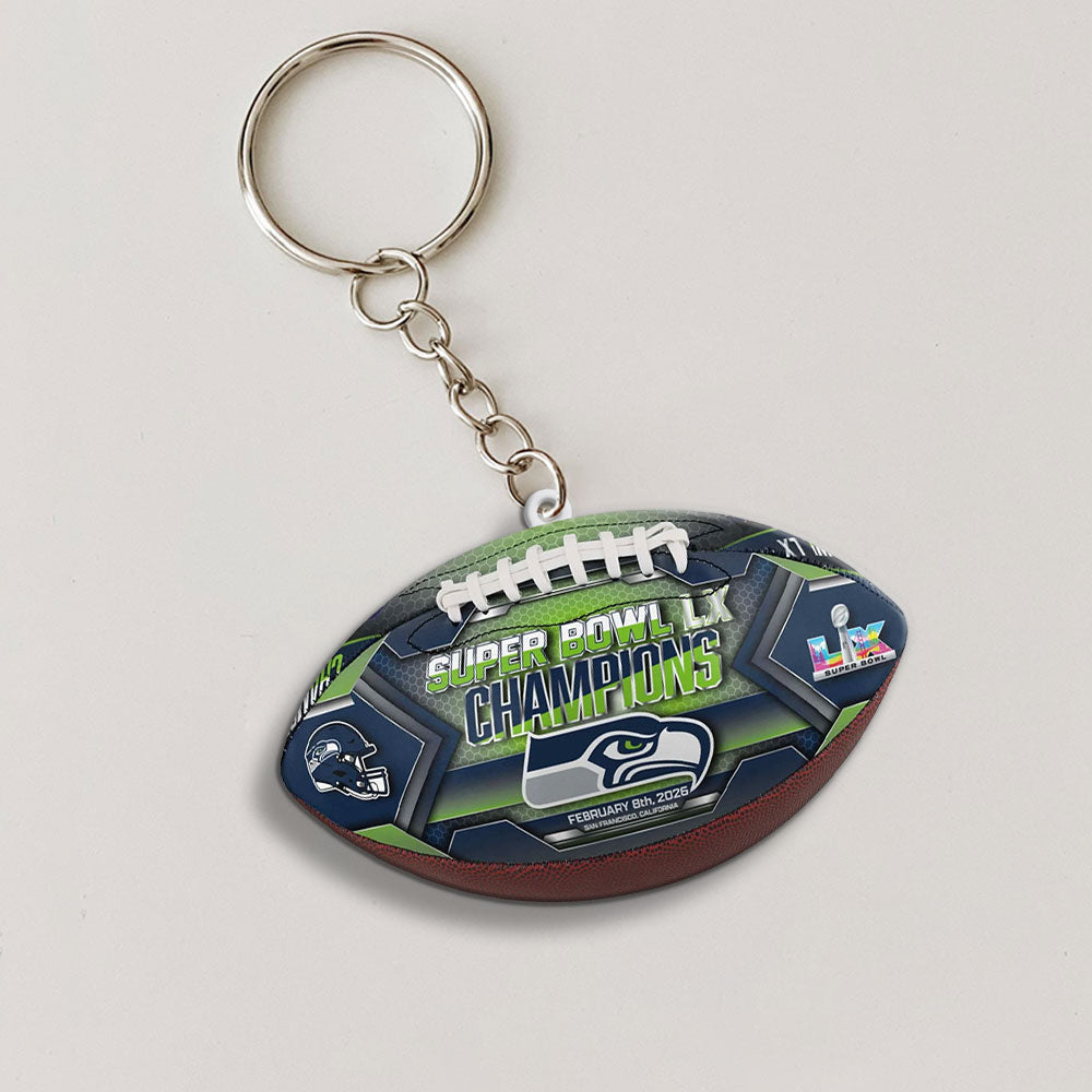 Seattle Seahawks Super Bowl LX Champions Custom Shape 2-sided Keychain – MAITM14810