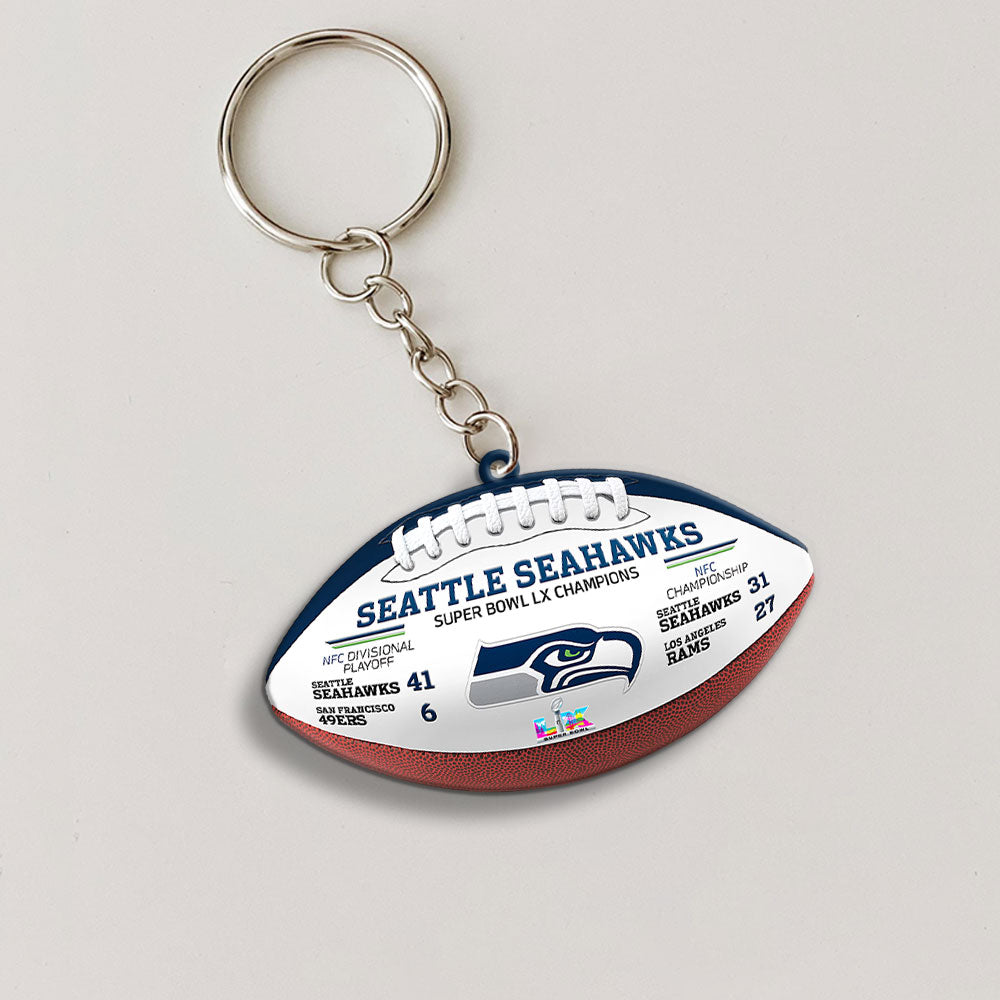 Seattle Seahawks Super Bowl LX Champions Custom Shape 2-sided Keychain – MAITM14873