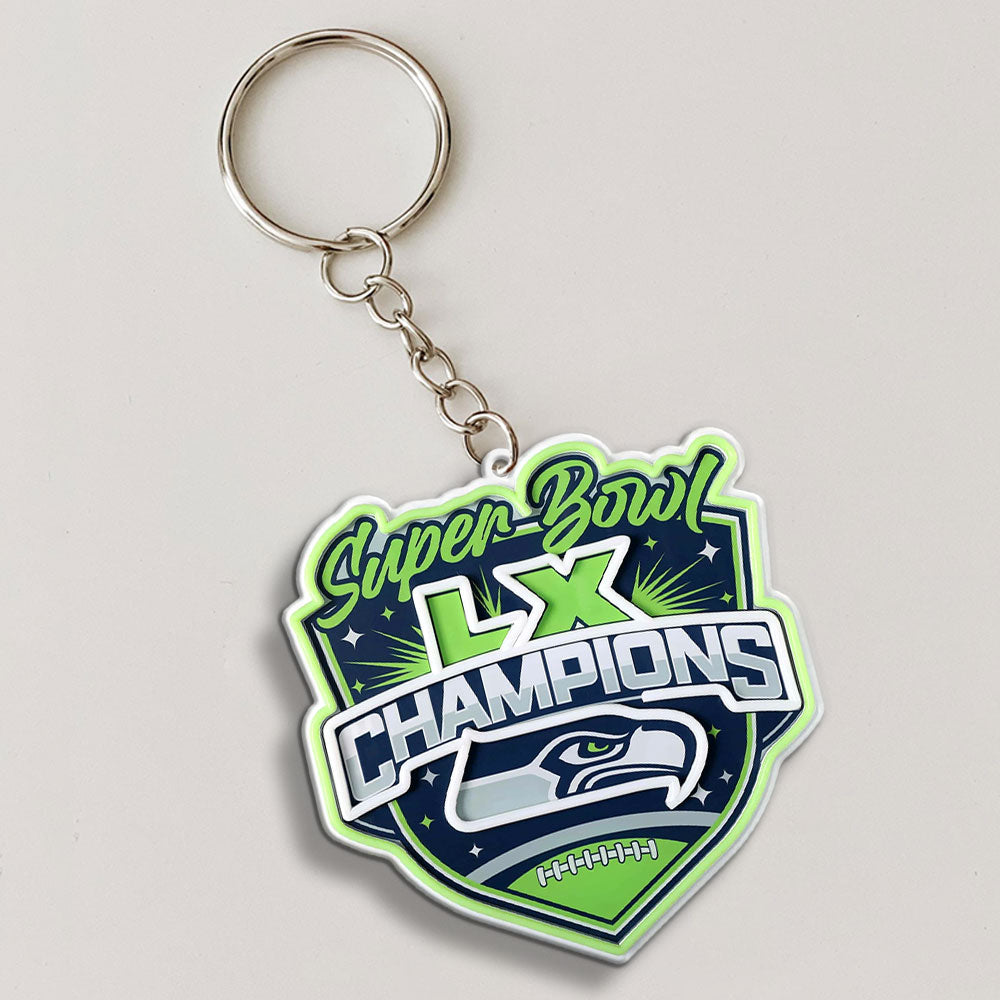 Seattle Seahawks Super Bowl LX Champions Custom Shape 1-sided Keychain – MAITM14831