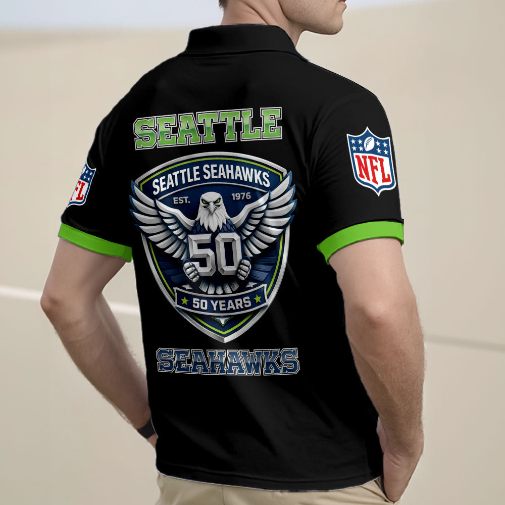 Seattle Seahawks Zip Polo Shirt – TMTHU3549