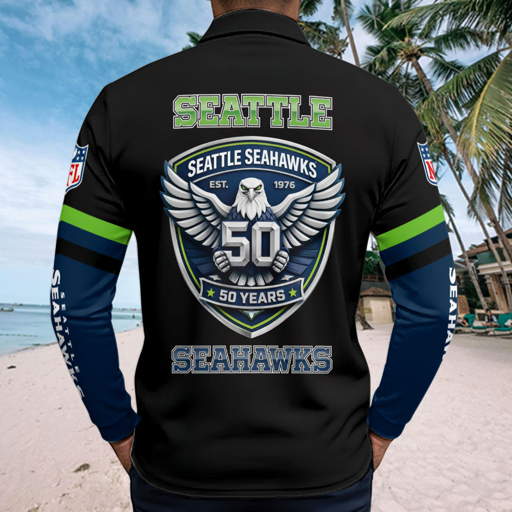 Seattle Seahawks Zip Polo Shirt – TMTHU3549