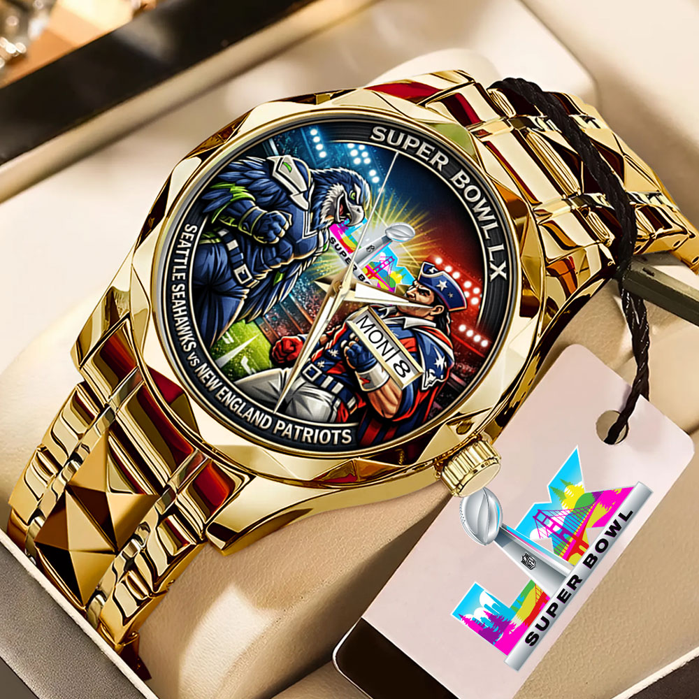 Seattle Seahawks x New England Patriots Super Bowl LX 2025 Alloy Luxury Quartz Watch – TMTHU3475