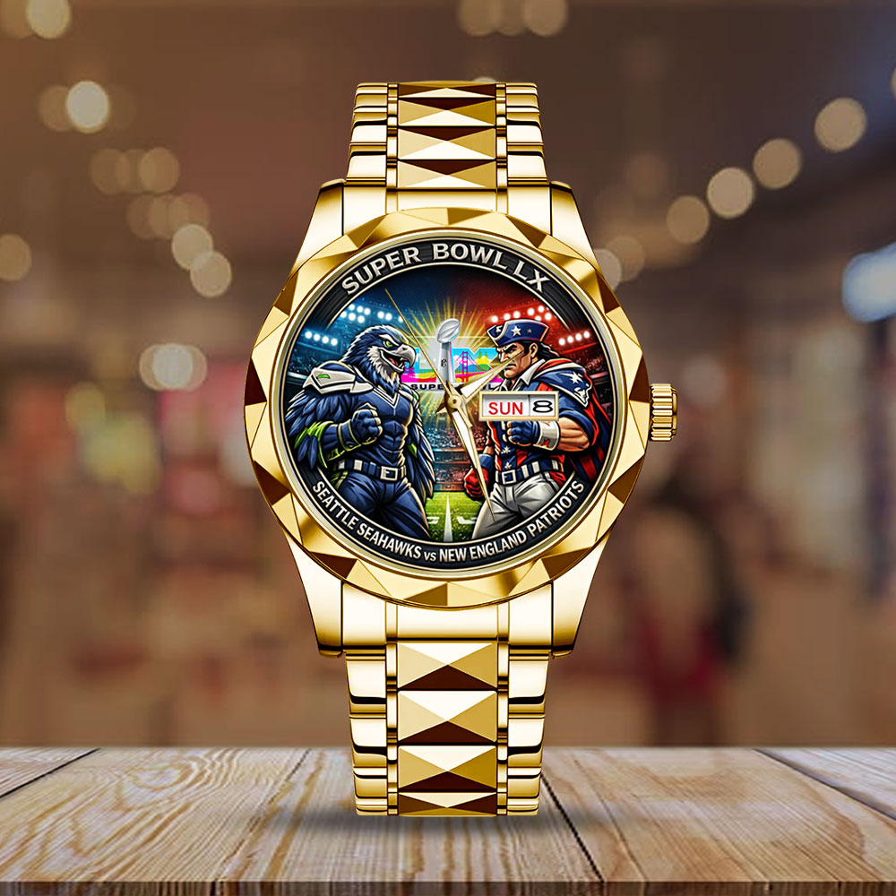 Seattle Seahawks x New England Patriots Super Bowl LX 2025 Alloy Luxury Quartz Watch – TMTHU3475