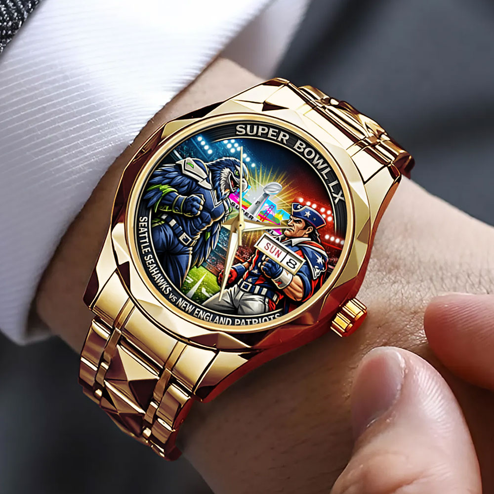 Seattle Seahawks x New England Patriots Super Bowl LX 2025 Alloy Luxury Quartz Watch – TMTHU3475