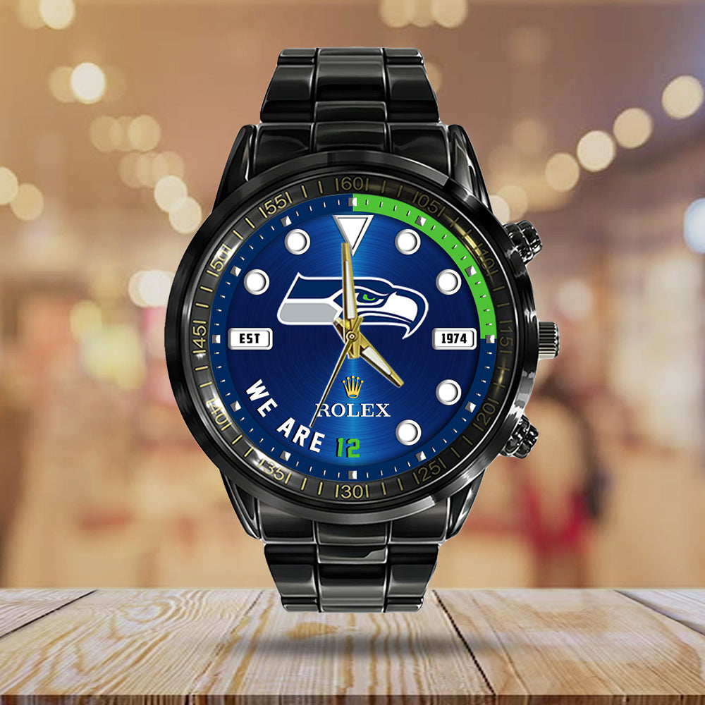 Seattle Seahawks x Rolex Black Stainless Steel Watch – MAITM14683