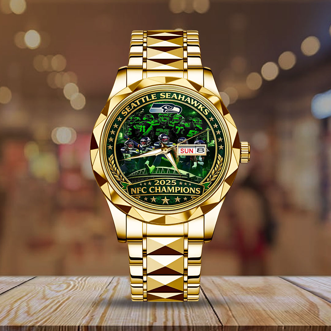 Seattle Seahawks 2025 NFC Champions Alloy Luxury Quartz Watch – TMTHU3476