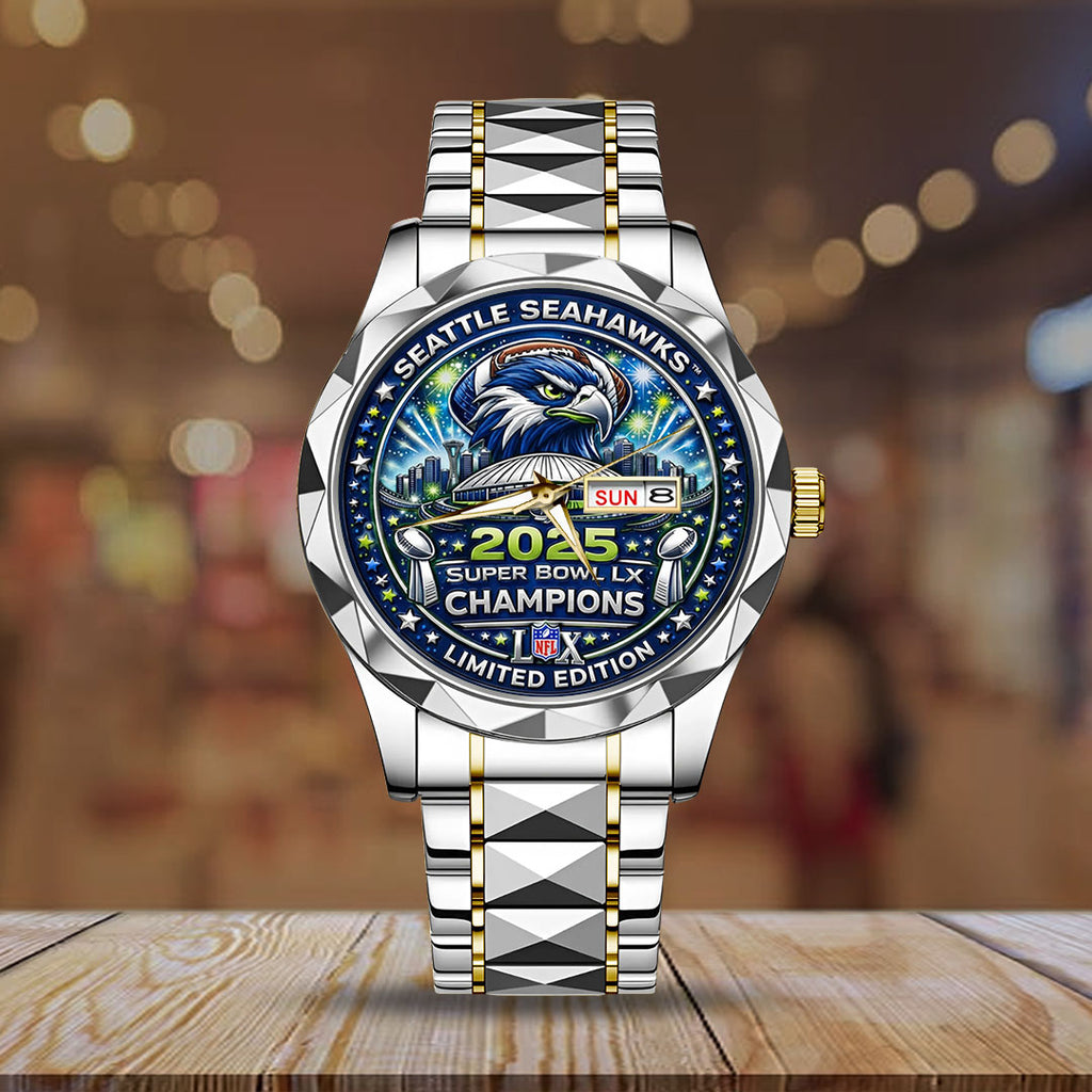 Seattle Seahawks 2025 Super Bowl LX Champions Alloy Luxury Quartz Watch – TMTHU3857