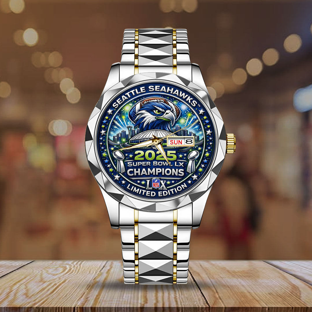 Seattle Seahawks 2025 Super Bowl LX Champions Alloy Luxury Quartz Watch – TMTHU3857