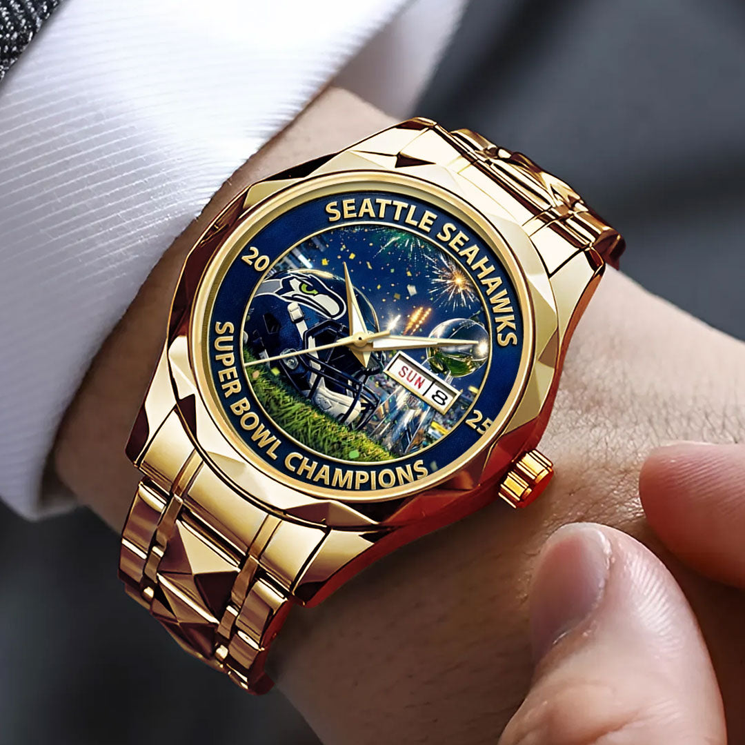 Seattle Seahawks 2025 Super Bowl LX Champions Alloy Luxury Quartz Watch – TMTHU3891