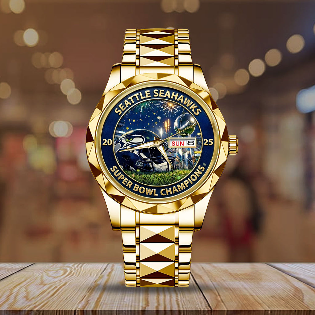 Seattle Seahawks 2025 Super Bowl LX Champions Alloy Luxury Quartz Watch – TMTHU3891
