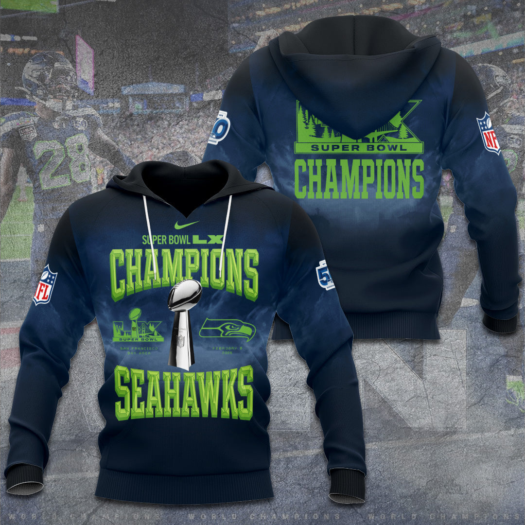 Seattle Seahawks 2025 Super Bowl LX Champions 3D Apparel – GNE5003