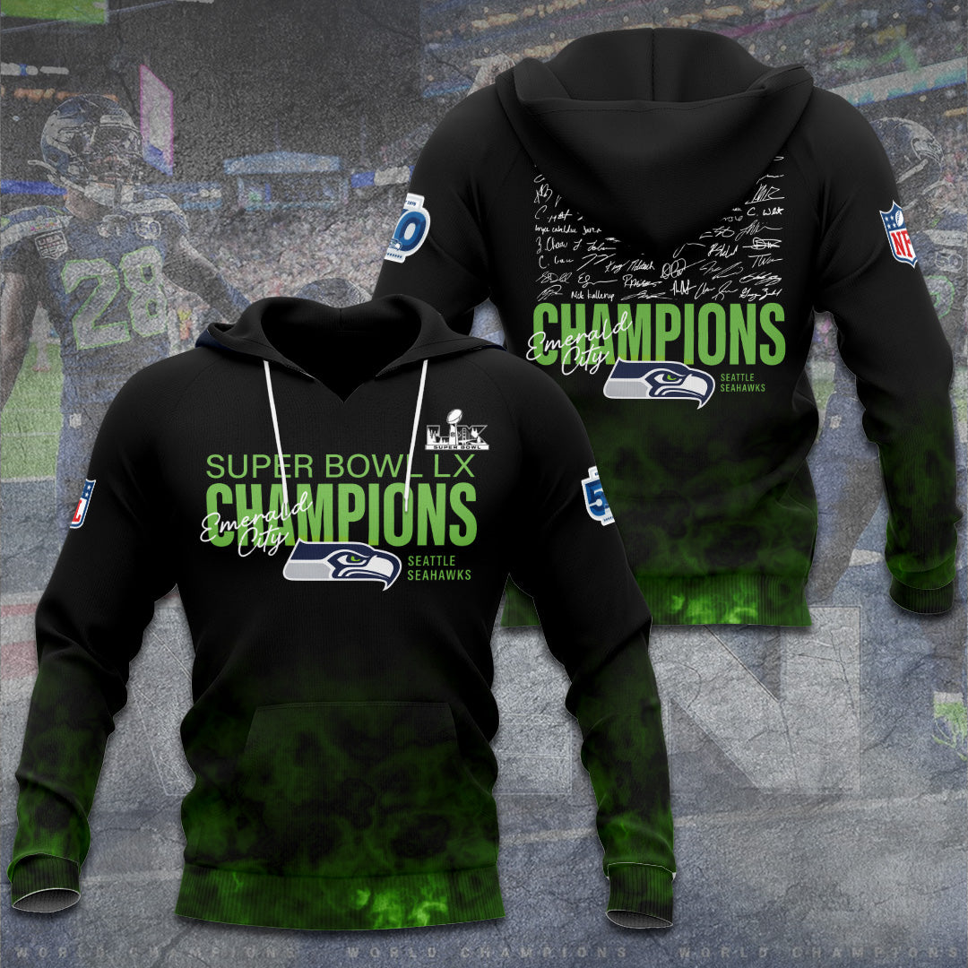 Seattle Seahawks 2025 Super Bowl LX Champions 3D Apparel – GNE5006