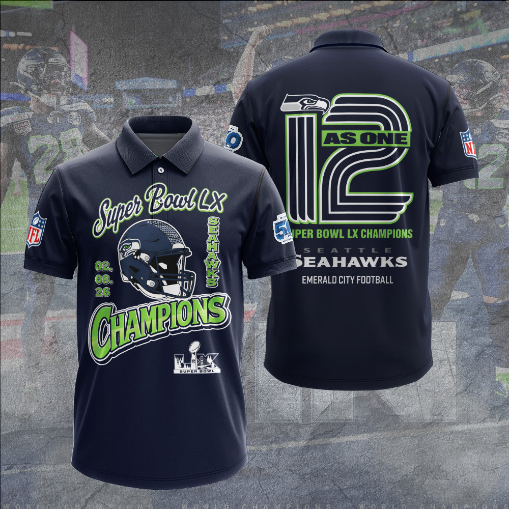 Seattle Seahawks 2025 Super Bowl LX Champions 3D Apparel – GNE5044