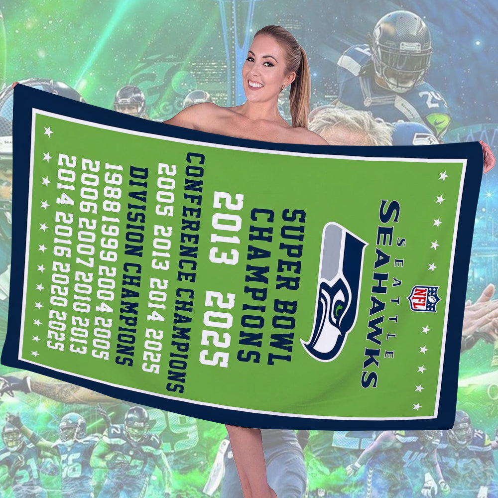 Seattle Seahawks 2025 Super Bowl LX Champions Rectangle Beach Towel – TMTHU3930