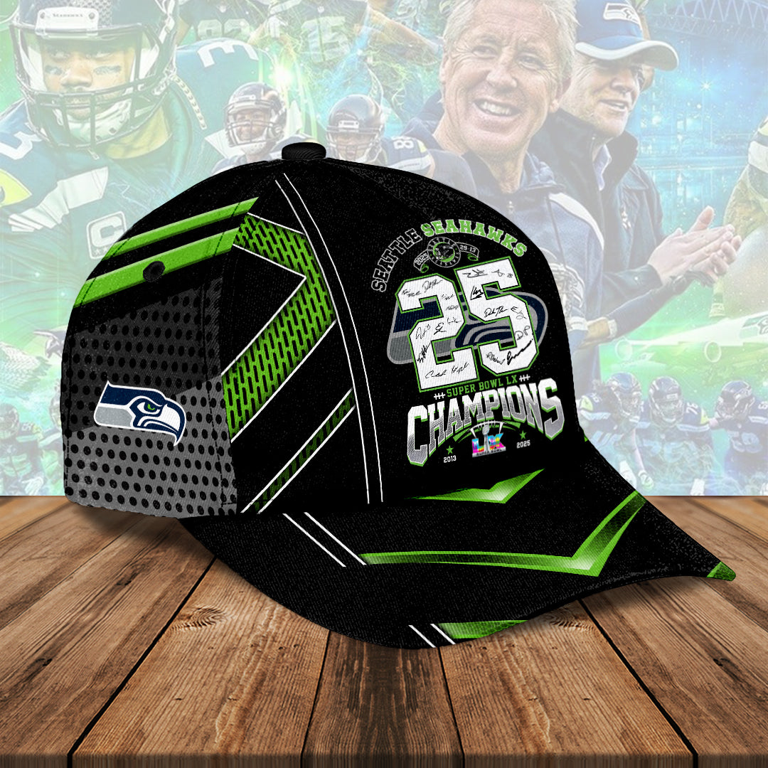 Seattle Seahawks 2025 Super Bowl LX Champions Classic Cap – HOATT16215