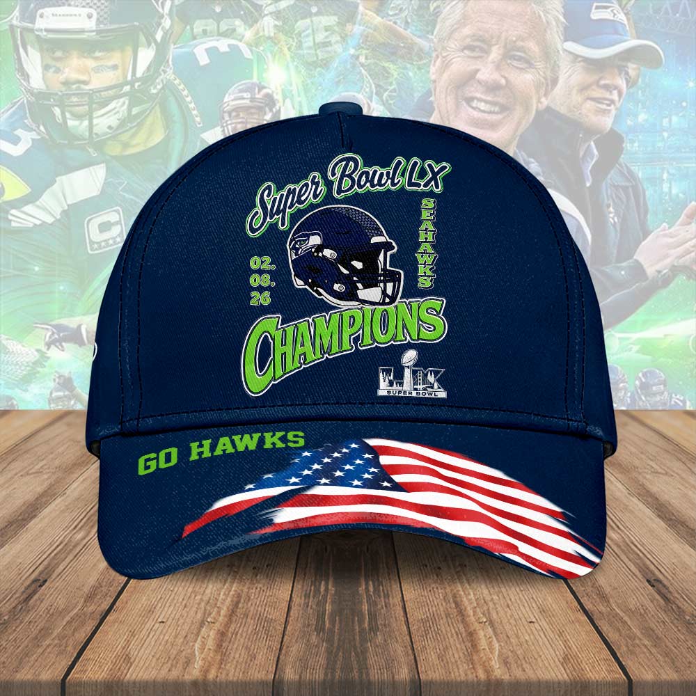 Seattle Seahawks 2025 Super Bowl LX Champions Classic Cap – HOATT16335
