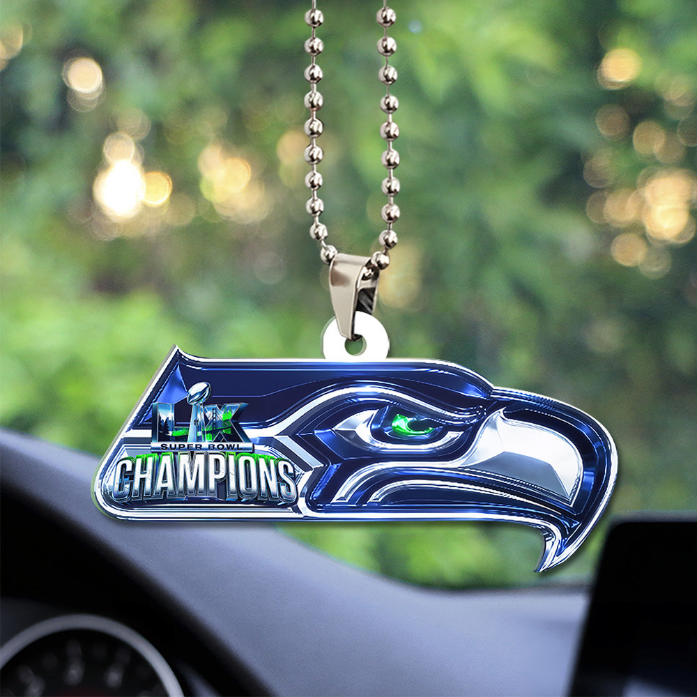 Seattle Seahawks 2025 Super Bowl LX Champions Custom shape 2-sided Acrylic Car Ornament – GNE5005