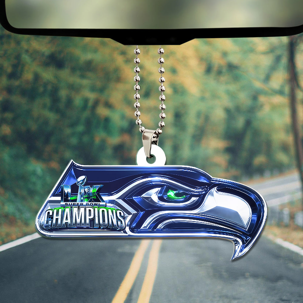 Seattle Seahawks 2025 Super Bowl LX Champions Custom shape 2-sided Acrylic Car Ornament – GNE5005