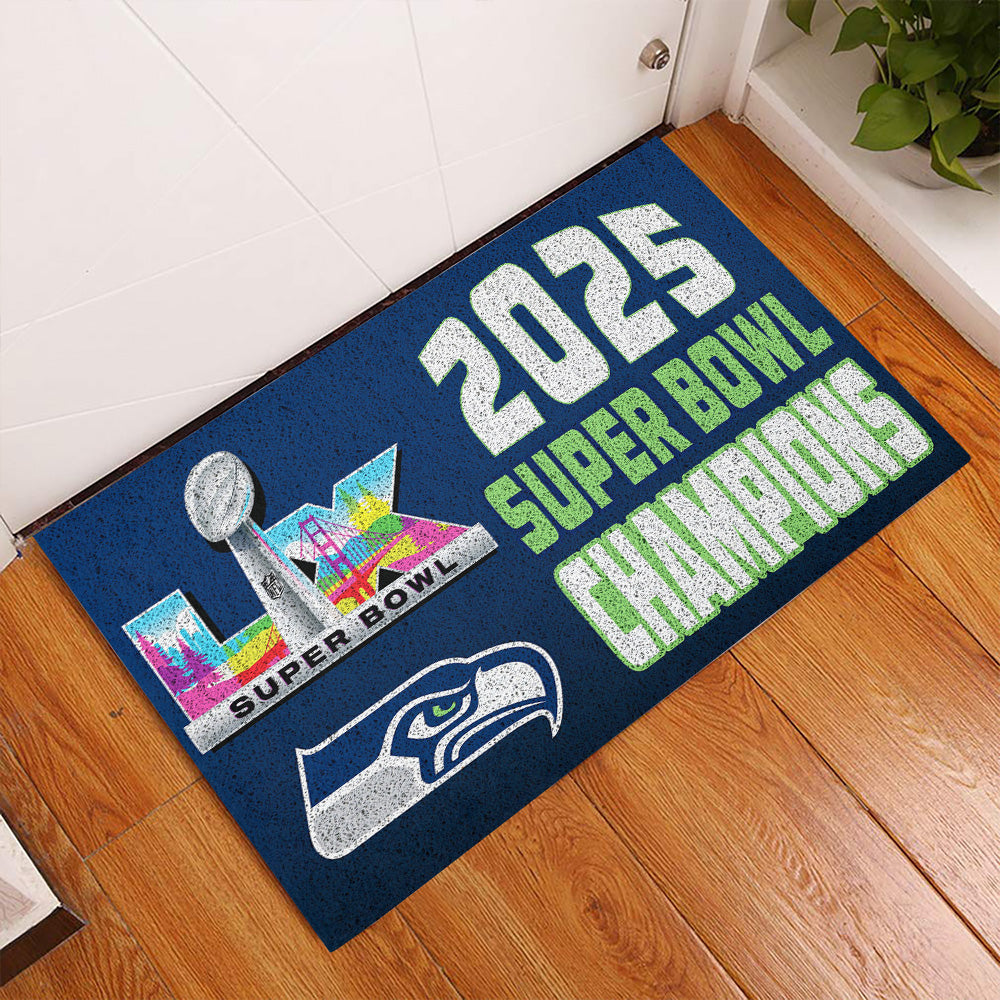 Seattle Seahawks 2025 Super Bowl LX Champions Custom Doormat – TMTHU3872