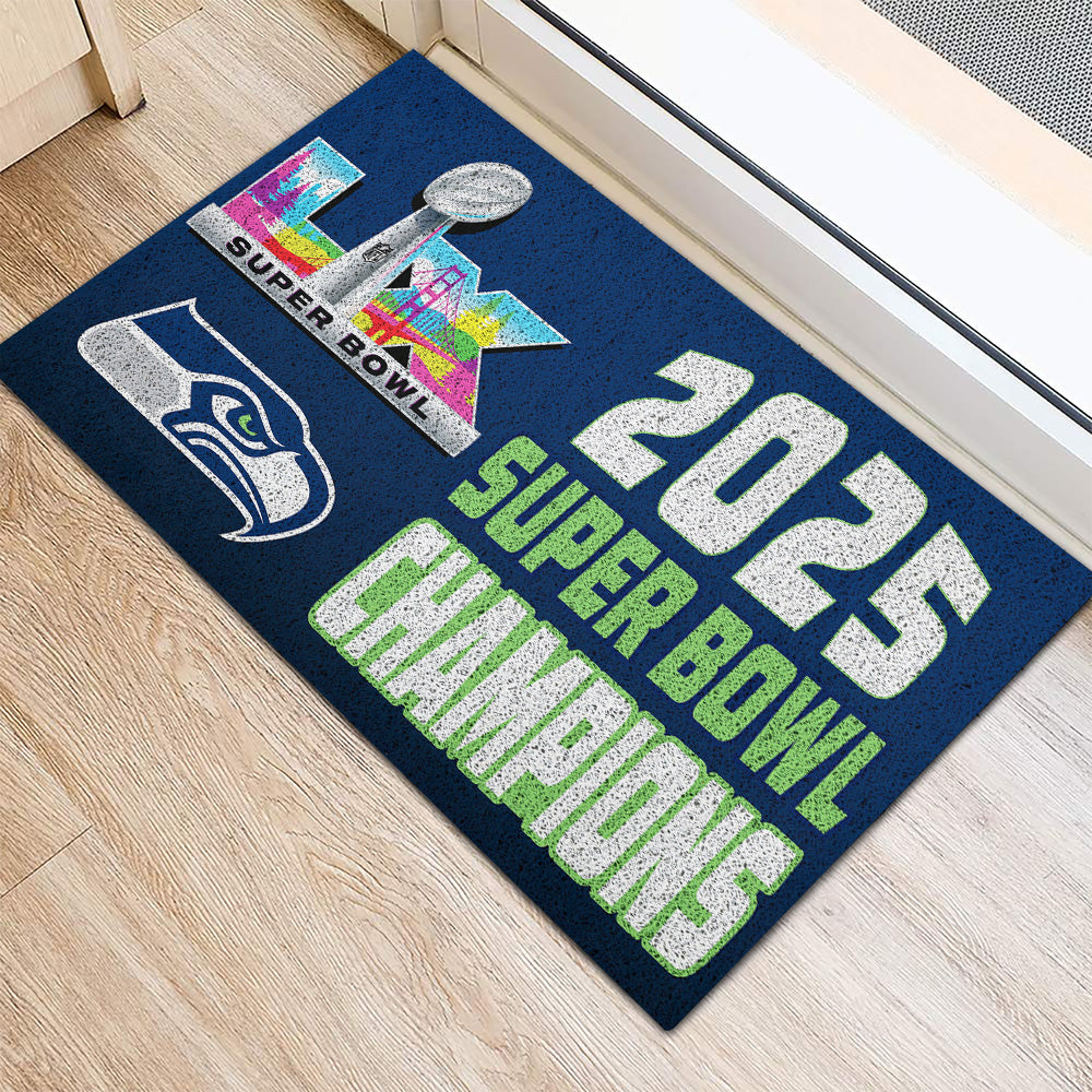 Seattle Seahawks 2025 Super Bowl LX Champions Custom Doormat – TMTHU3872
