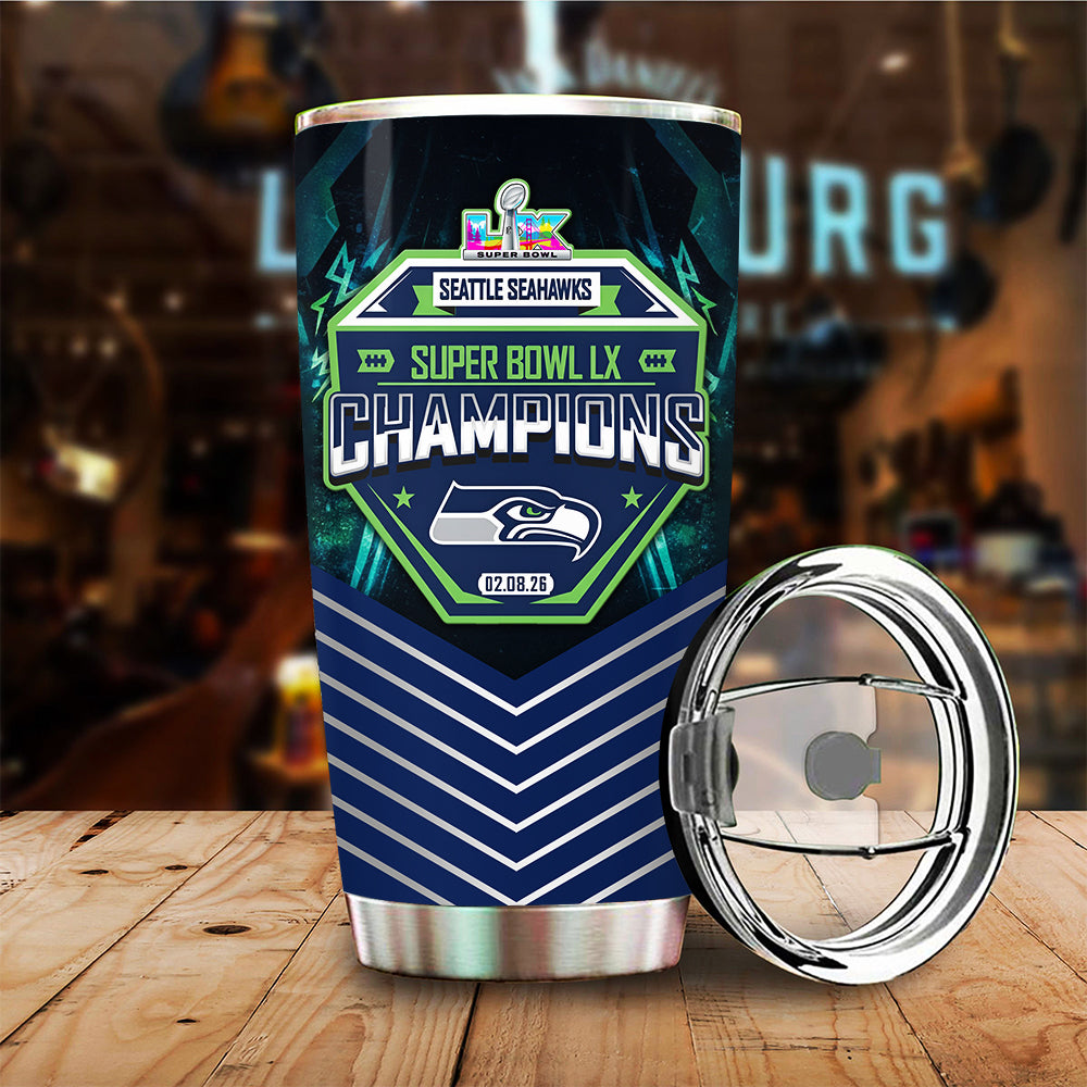 Seattle Seahawks 2025 Super Bowl LX Champions Tumbler Cup – TMTHU3880