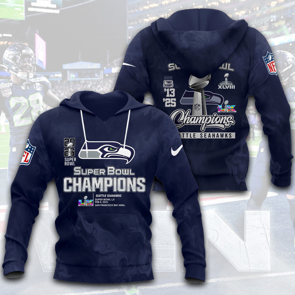 Seattle Seahawks 2025 Super Bowl LX Champions 3D Apparel – TANTN21020