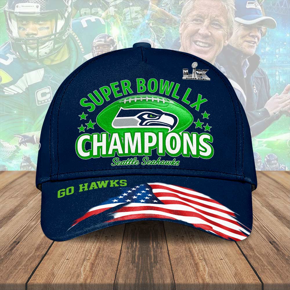Seattle Seahawks 2025 Super Bowl LX Champions Classic Cap – HOATT16233