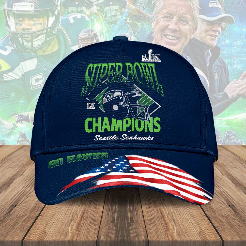 Seattle Seahawks 2025 Super Bowl LX Champions Classic Cap – HOATT16234