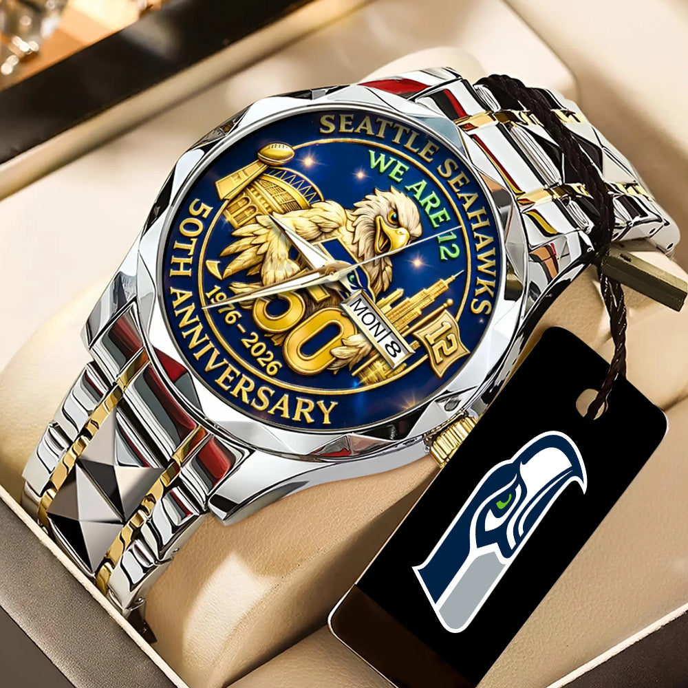 Seattle Seahawks 50th Anniversary Alloy Luxury Quartz Watch – TANTN20189