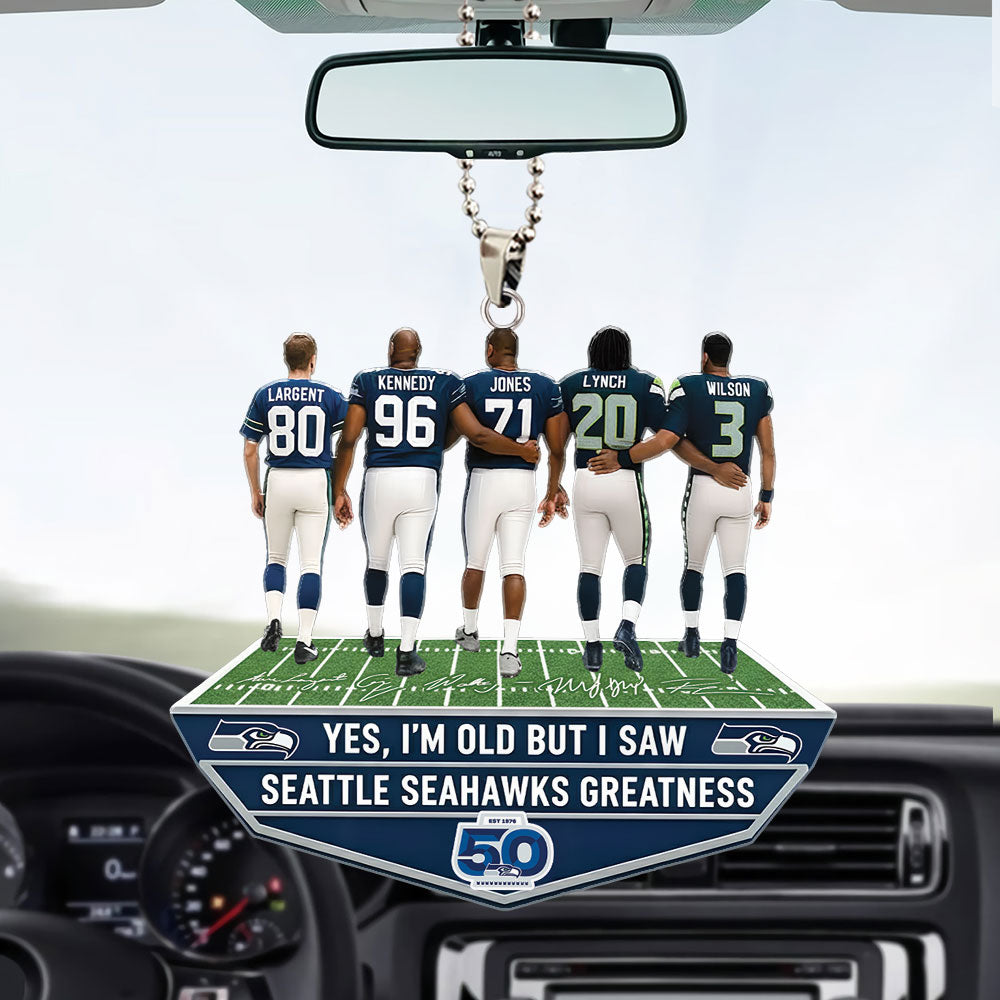 Seattle Seahawks 50th Anniversary Custom shape 2-sided Acrylic Car Ornament – MAITM14506