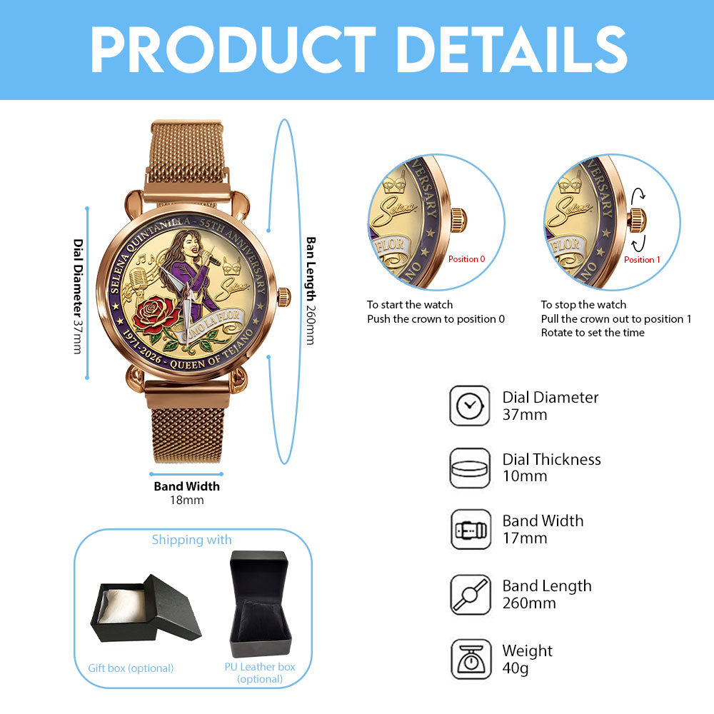 Selena 55th Anniversary Mesh Strap Quartz Watch – MAITM14596