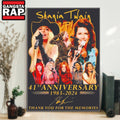 Shania Twain Up 41st Anniversary 1983-2024 Thank You For The Memories Signature Poster Canvas Art