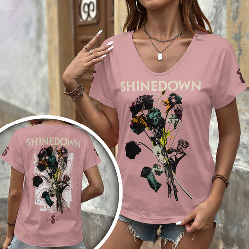 Shinedown 2026 World Tour 3D Women's V-Neck T-Shirt – GNE7905