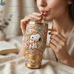 Snoopy Best Mom Ever Luxury Gold Mother’s Day Tumbler With Handle