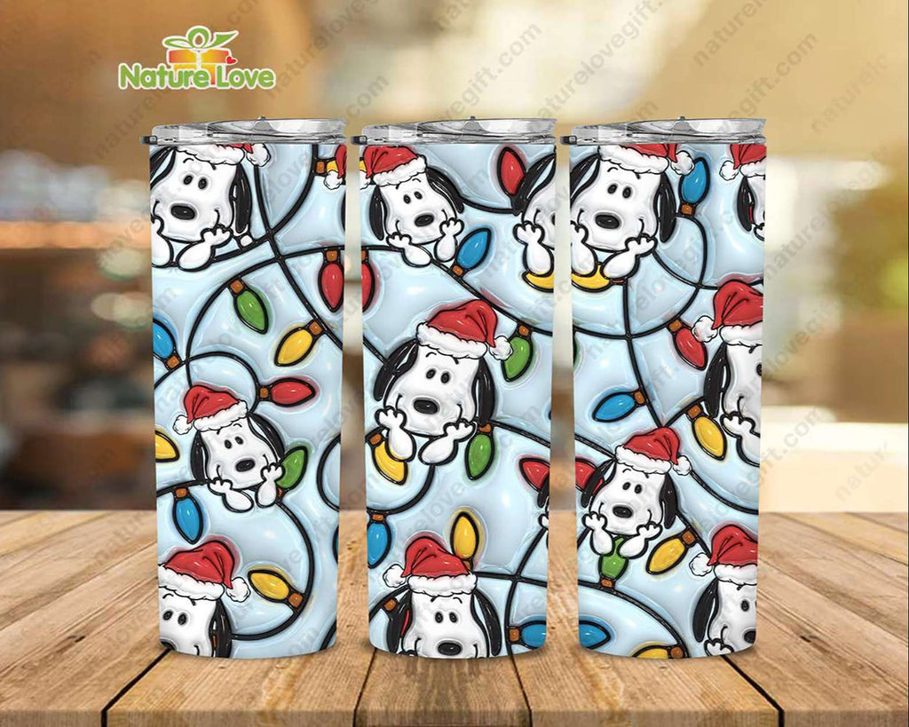 Snoopy Christmas Light 3D Tumbler Cartoon 20oz Tumblers