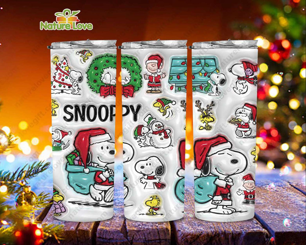 Snoopy Santa Claus 3D Tumbler 20oz Tumblers Cute Christmas Gift