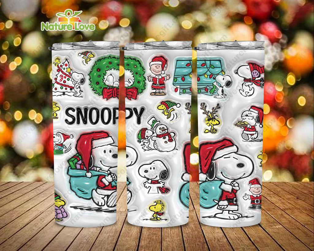 Snoopy Santa Claus 3D Tumbler 20oz Tumblers Cute Christmas Gift
