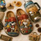 Snoopy and Woodstock Camping Adventure 3D Suede Clogs