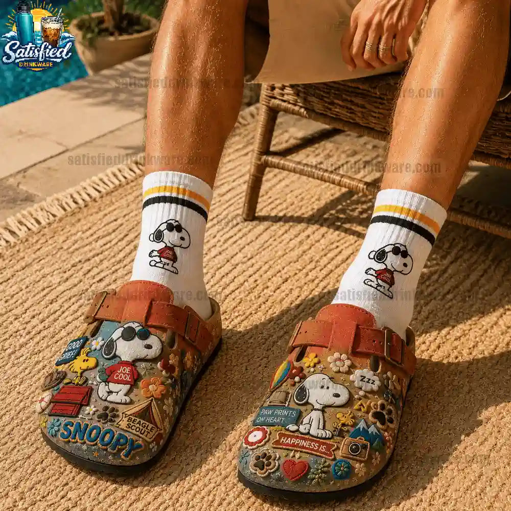 Snoopy and Woodstock Camping Adventure 3D Suede Clogs