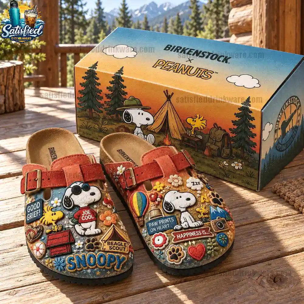 Snoopy and Woodstock Camping Adventure 3D Suede Clogs